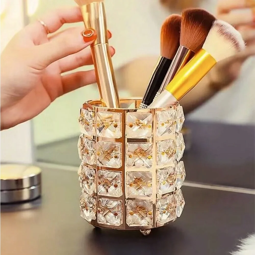 Gold Crystal Rhinestone Makeup Brush Holder NEW 🏷️